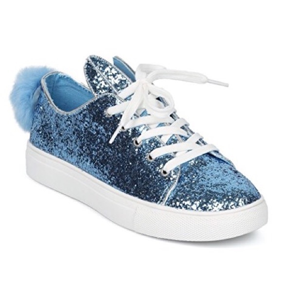 Women’s Blue bunny glitter sneakers - Picture 2 of 6